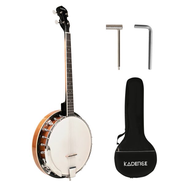 a wooden 34inch 4 String Banjo Set