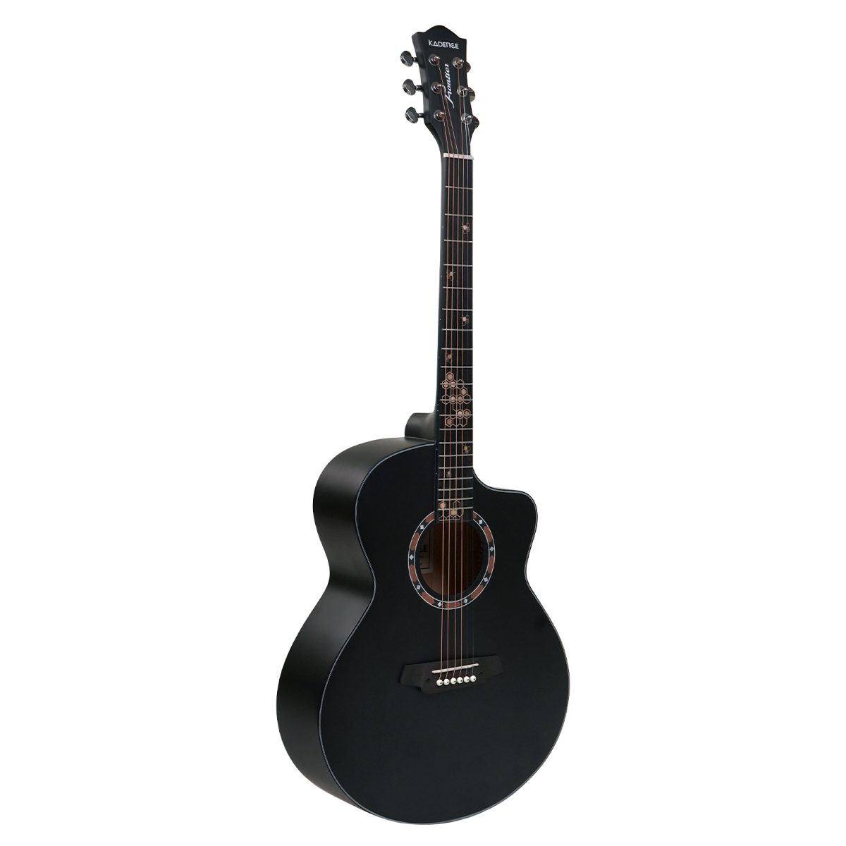 Kadence FR77BK Frontier 40" Acoustic Guitar | Grand Auditorium Cutaway | Special Fret Inlays | Spruce Wood | Comes with Bag | Includes Learning Course - Image 4