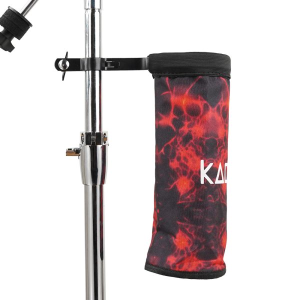 Kadence DSTK-BKTRED Jamming Series Drumstick Holder Bucket | Collapsible, Heavy-Duty Polyester Pouch | Open-Top Design with Stand-Mount Clamp | Holds up to 10 Pairs of Sticks